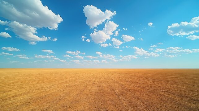 Expansive desert landscape under a vibrant, cloud-filled sky.