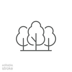 Group of trees icon. Simple outline style. Nature tree, garden, wood, leaf, green plant, growth, forest, environment concept. Thin line symbol. Vector illustration isolated. Editable stroke.