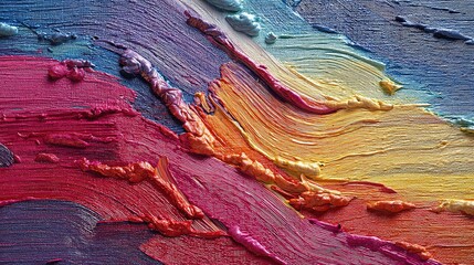 Vibrant Abstract Rainbow Swirls on Canvas with Bold Brush Strokes