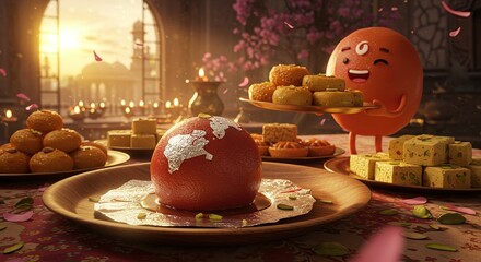 Festive Food Display with Sweet Treats and Decorative Details