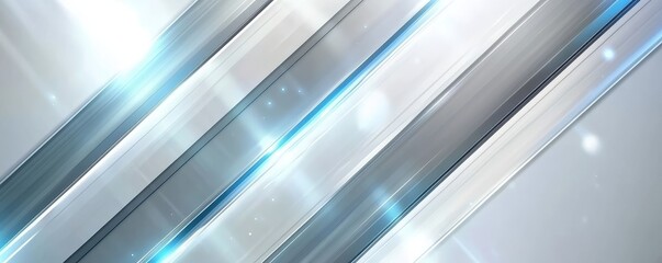 Fototapeta premium Modern Abstract Background with Diagonal White and Gray Stripes Pattern with Soft Blue Highlights
