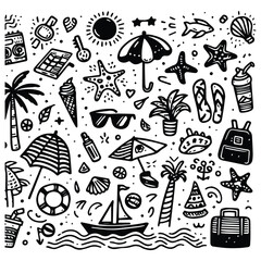 Obraz premium Simple summer vacation doodle style illustration