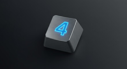 Sleek Metal Keyboard Key: Number Four, AI Render