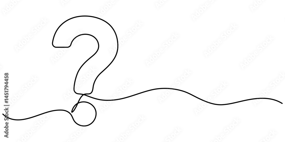 Fototapete one continuous drawing of a question mark, question mark continuous one line drawing. asking sign in