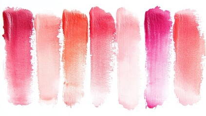 Vertical Watercolor Strokes in Shades of Red and Pink Creating an Abstract Textured Background on White Paper with Artistic Washes and Decorative Effect