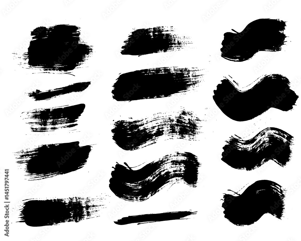 Fototapete vector wave brush strokes. pain textures of long, curve and rectangle shapes. paint text boxes and p