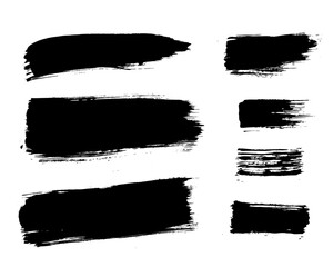 Vector brush stroke textures of long and rectangle shapes. Paint text boxes and paintbrush collection. Grunge banners for authentic design vibe. Painted backgrounds. Wide and thin brush elements