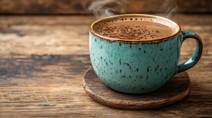 Hot chocolate in a teal mug