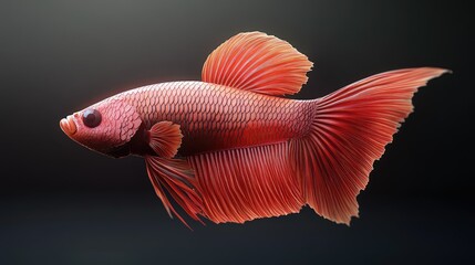 Vibrant red betta fish, displaying elaborate fins
