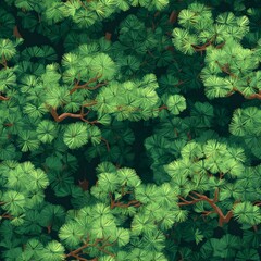 Seamless design of thai forest canopy in flat style nature illustration lush environment aerial view visual art