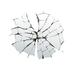 Obraz premium A shattered mirror with fragments radiating outwards against a solid black color background design view transparent background png