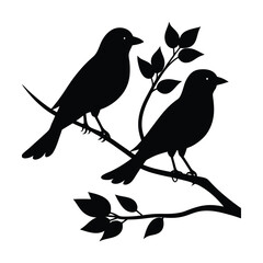 Obraz premium Decorative Birds on Tree Branch Illustration