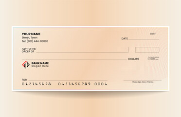 Gradient blank check template, blank check, bank cheque design, vector format