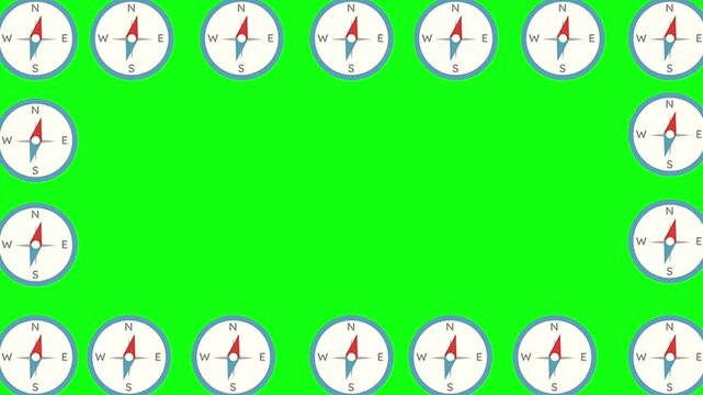 magnet compass icons green screen.