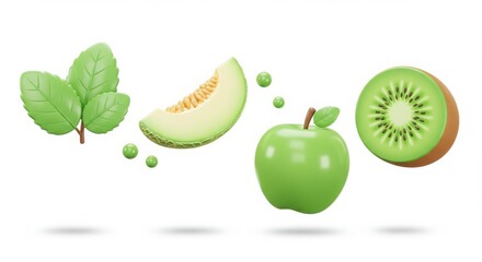 Fresh fruits levitating