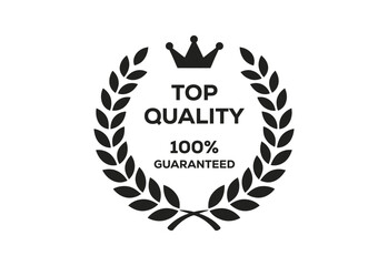Top Quality Badge Icon Laurel Wreath Premium Guarantee Label Vector