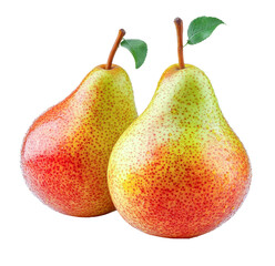 red pears - juicy fruit duo on white background