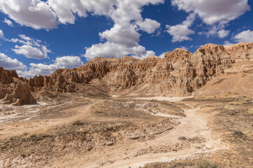 Views of the surrounding landscape in Cathedral Gorge State Park in Nevada