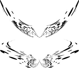Dotted halftone wings soaring and embracing in set. Vector.