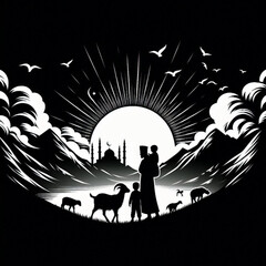 Goat silhouette design Eid Mubarak simple.goat silhouette 2 Eid UL adha 