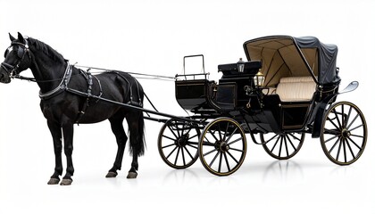 horse and carriage on white background