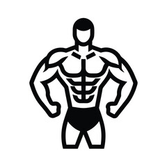 Vector Icon of a Bodybuilder in Modern Line Art
