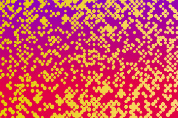 An abstract background featuring a pixelated pattern of yellow dots on a gradient background of pink and purple hues. This digitally created design is suitable for various creative projects.
