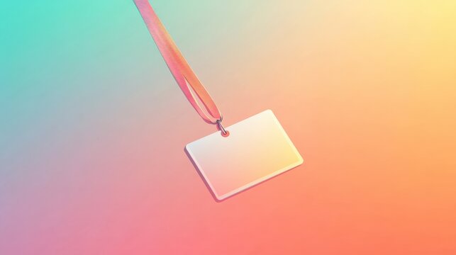 Blank id badge on colorful smooth gradient background showcasing versatility in design