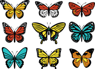 Colorful butterflies set. Vector 