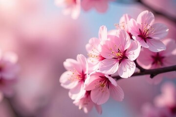 Delicate pink sakura blossoms, full bloom, soft petals , japanese pattern, textile