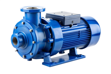 industrial blue centrifugal pump isolated on white background PNG