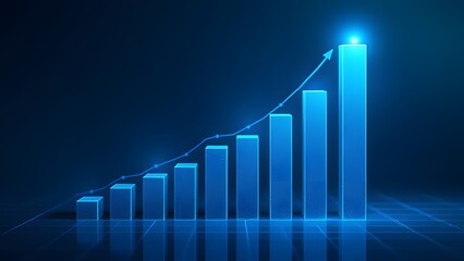 Abstract Blue Growth Chart Financial Success Business Data