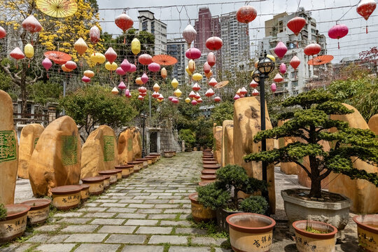 Stone garden in the Templo de Kun Iam Tong in Macau