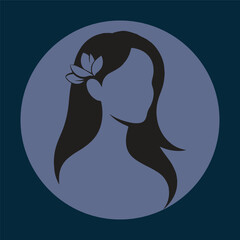 Beautiful woman icon logo silhouette art illustration
