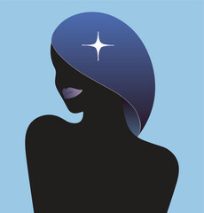 Woman beautiful icon logo template and silhouette art
