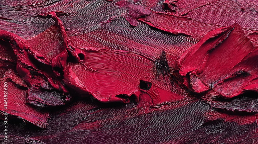 Poster Deep Red Painted Texture with Expressive Marks and Unique Patterns