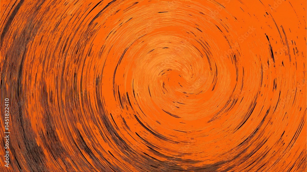Poster abstract monochrome orange circular strokes in dynamic motion design