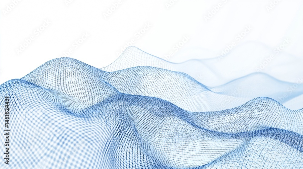 Aufkleber abstract light blue grid landscape on a transparent background, a delicate wave pattern