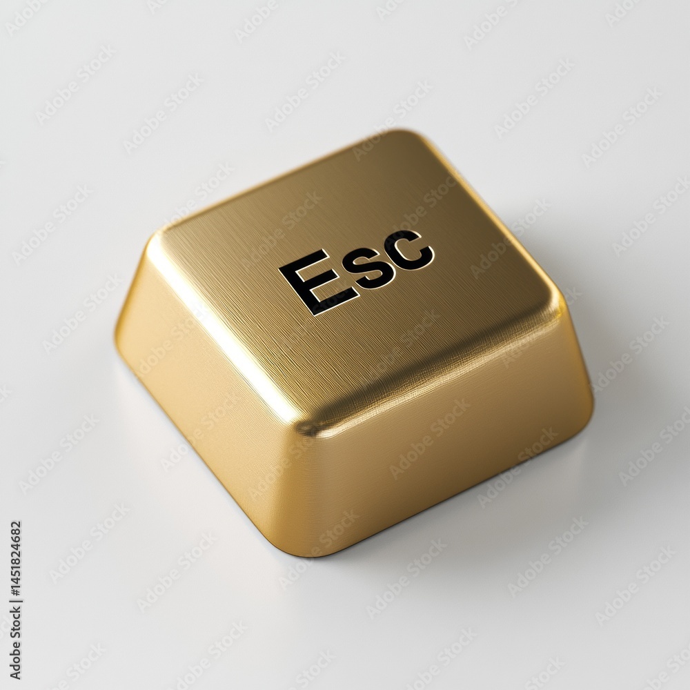 Poster Golden escape key signifying digital freedom and swift action, isolated transparency
