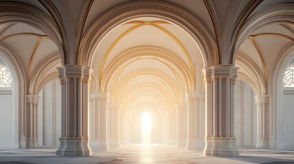 Obraz premium Elegant Golden Archway Hallway Interior Design