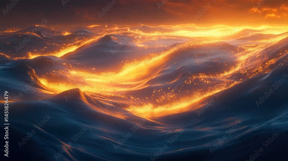 Poster cool waves gently roll over the surface, creating light currents that shimmer and shift, giving the 