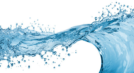 Water Splashing Wave Liquid Action on White Background