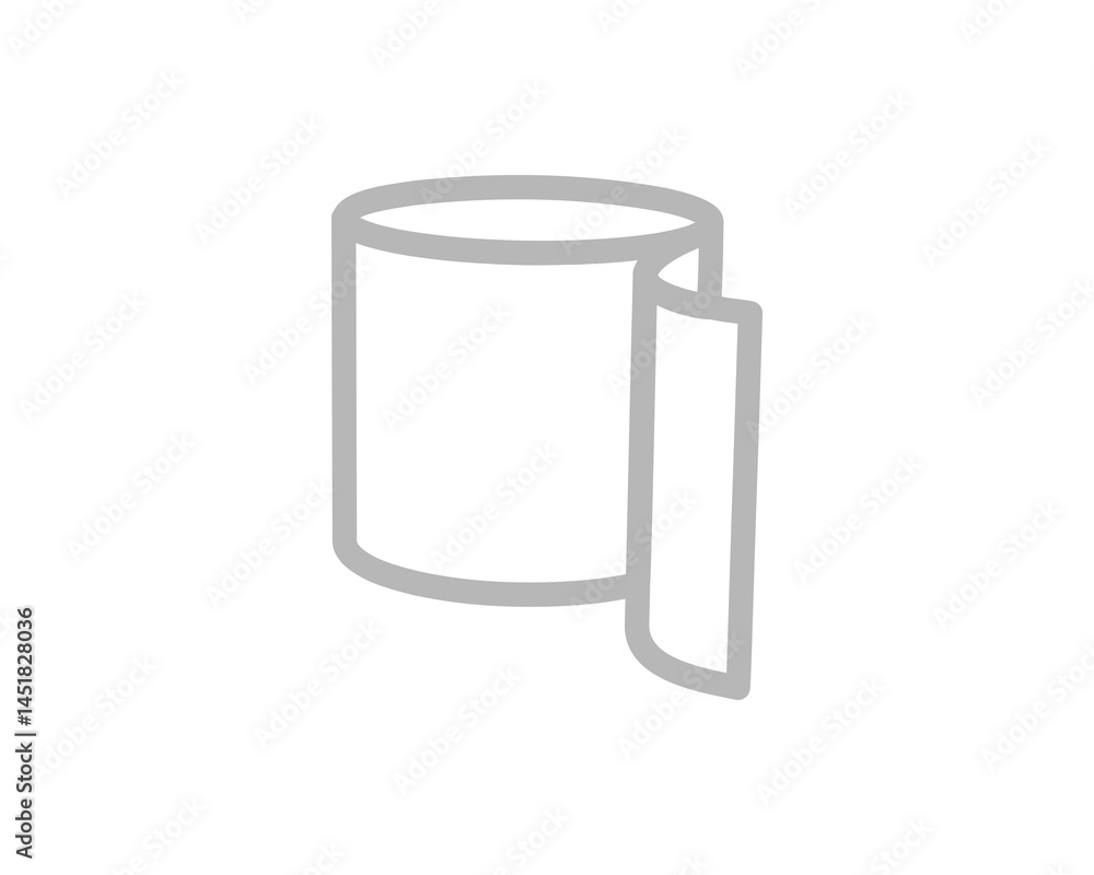 Poster simple grey line art illustration of a roll of paper with a section unfurling. perfect for represent