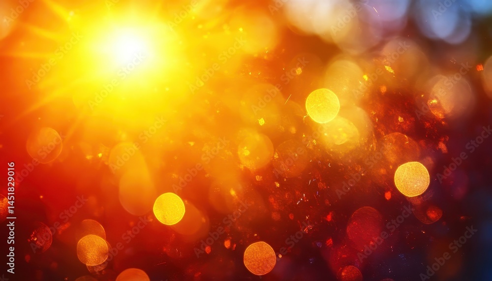 Poster abstract bokeh background with glowing circular light effects in golden and orange colors creates a 