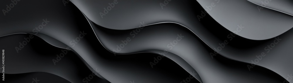 Aufkleber Abstract Dark Gray Waves Background with Smooth Curves and Modern Design for Wallpaper or Presentation Backdrop with Dynamic Flowing Patterns and Minimalist Style