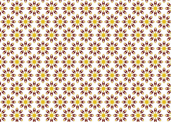 vector seamless pattern with flowers, Floral symmetrical Islamic design in seamless repeat layout