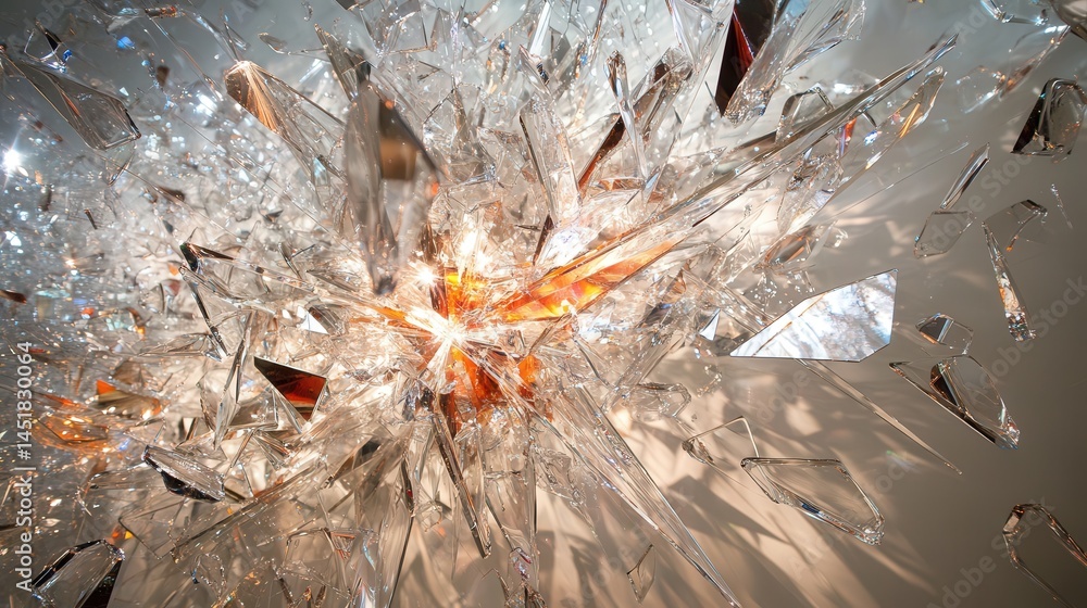 Aufkleber each shard from the glass explosion is illuminated by the surrounding light, creating a mesmerizing 
