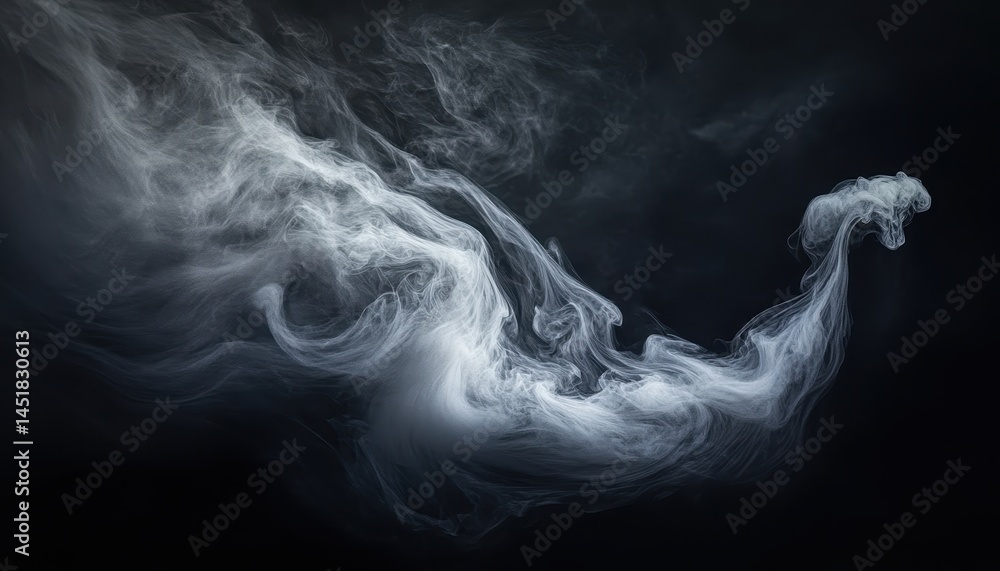 Poster Abstract Fluid Motion with Swirling Particles Against Dark Background Generative Art Smoke Ink Splash Liquid Texture Wave Dynamic Shape in Digital Illustration