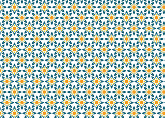 seamless pattern with flowers, Floral and symmetrical Islamic design in seamless repeat layout