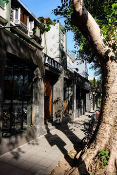 Trendy cafes and shops along the Fujin Street in Taipei, Taiwan
